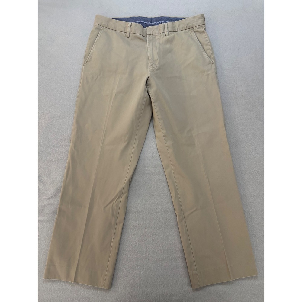 J.Crew Bowery Classic Pants Mens 33x30 Khaki Tan Cotton Chino Trousers 17249